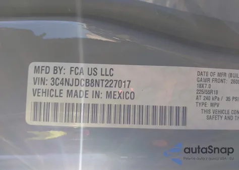 2022 Jeep Compass Limited 4X4 из США, поврежденный, VIN 3C4NJDCB8NT227017